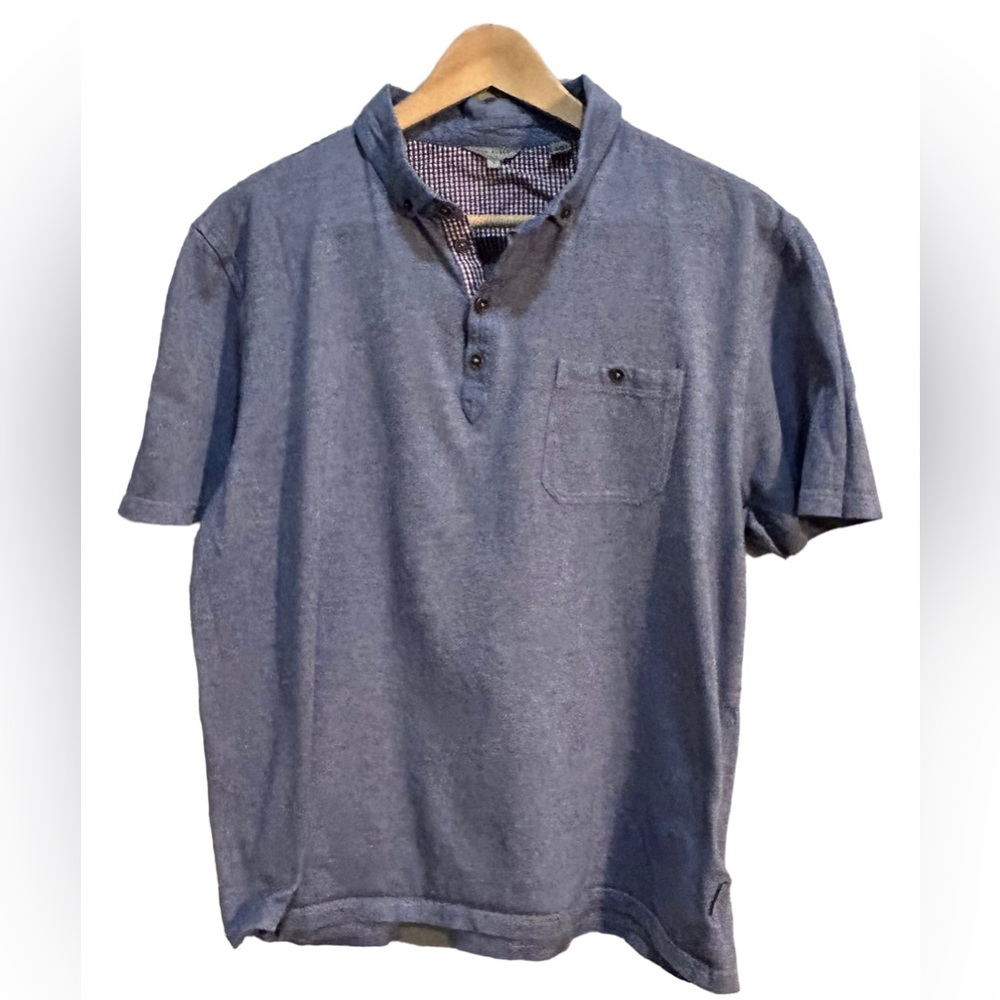 Ted Baker London Preppy Light Blue Cotton Polo Shirt with Pocket, Size 7